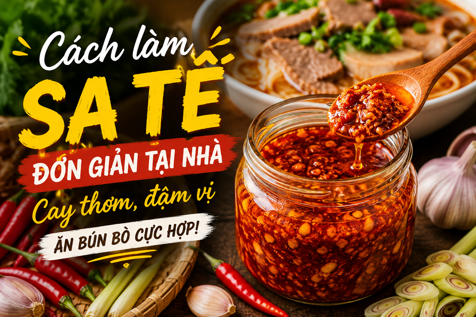 Cách làm sa tế đơn giản tại nhà, ăn bún bò cay thơm cực hợp